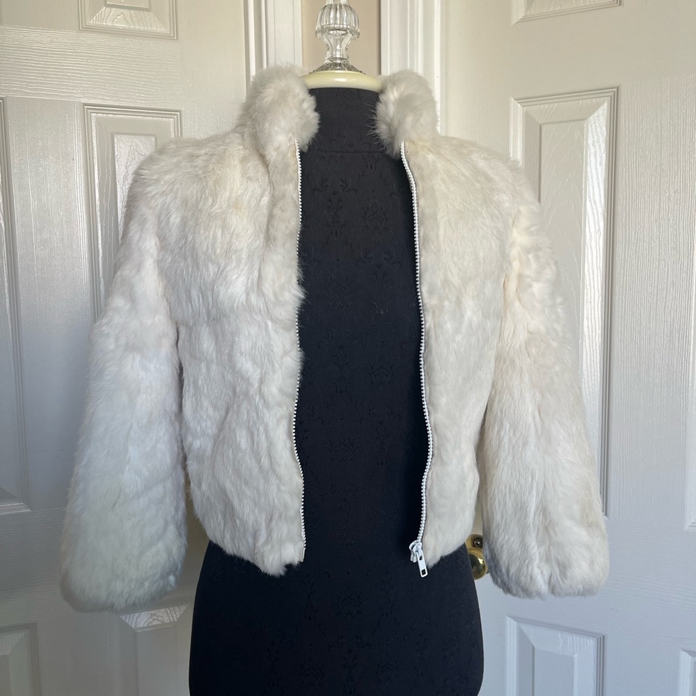 Niki Rabbit Fur coat white size small adult woman jacket coat
